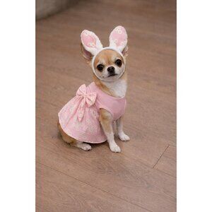NEW Pink Girl Dog Apparel CLOTHING Easter Bunny Dress W/ Bunny Ears NWT - Small
